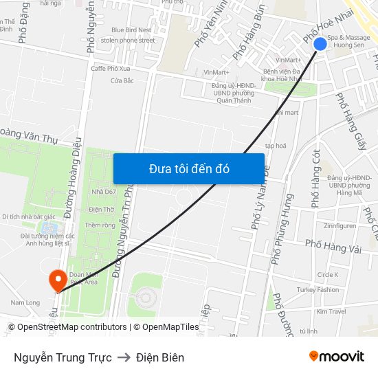 Nguyễn Trung Trực to Điện Biên map
