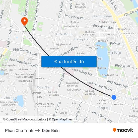 Phan Chu Trinh to Điện Biên map