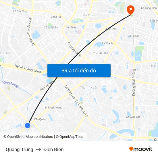 Quang Trung to Điện Biên map