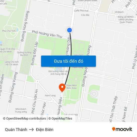 Quán Thánh to Điện Biên map