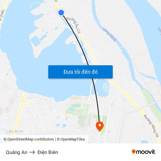 Quảng An to Điện Biên map