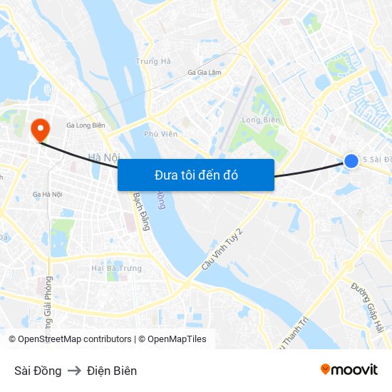 Sài Đồng to Điện Biên map