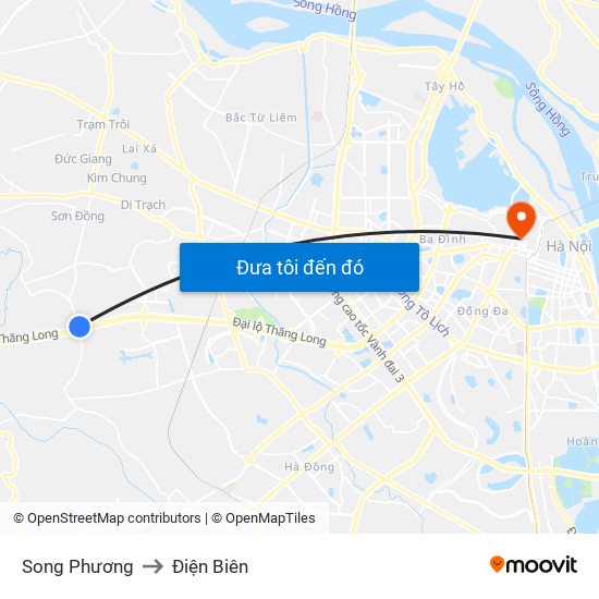 Song Phương to Điện Biên map