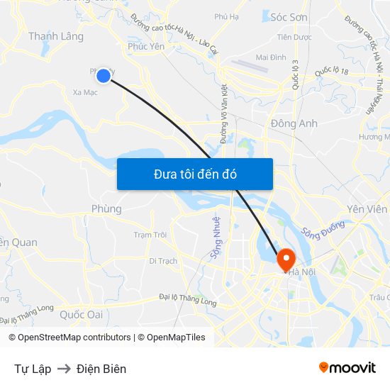 Tự Lập to Điện Biên map