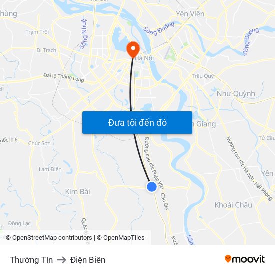 Thường Tín to Điện Biên map