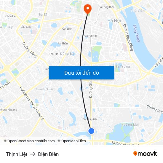 Thịnh Liệt to Điện Biên map