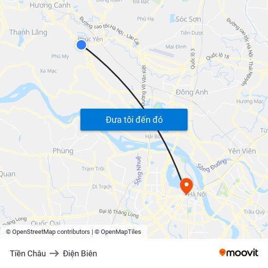 Tiền Châu to Điện Biên map