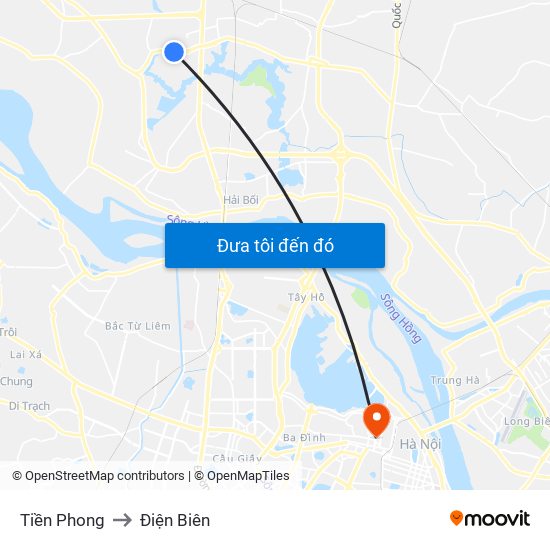 Tiền Phong to Điện Biên map