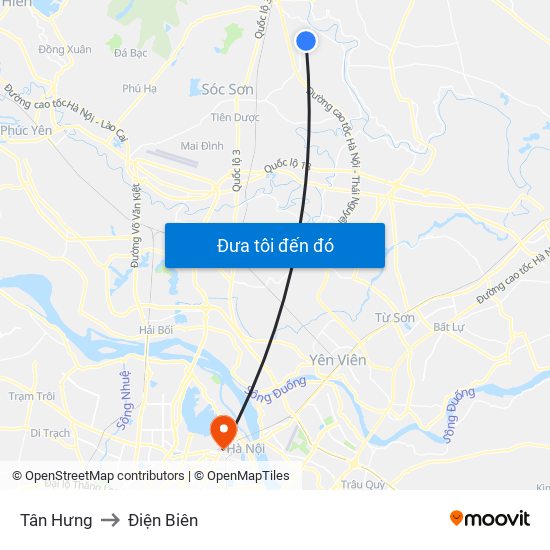 Tân Hưng to Điện Biên map