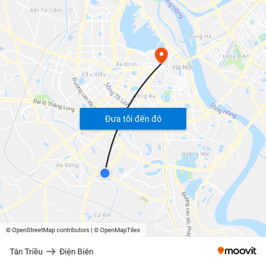 Tân Triều to Điện Biên map