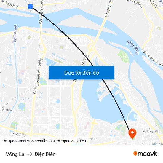 Võng La to Điện Biên map