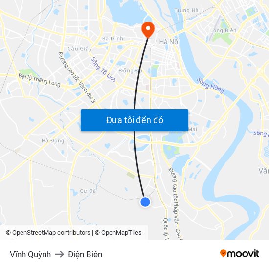 Vĩnh Quỳnh to Điện Biên map