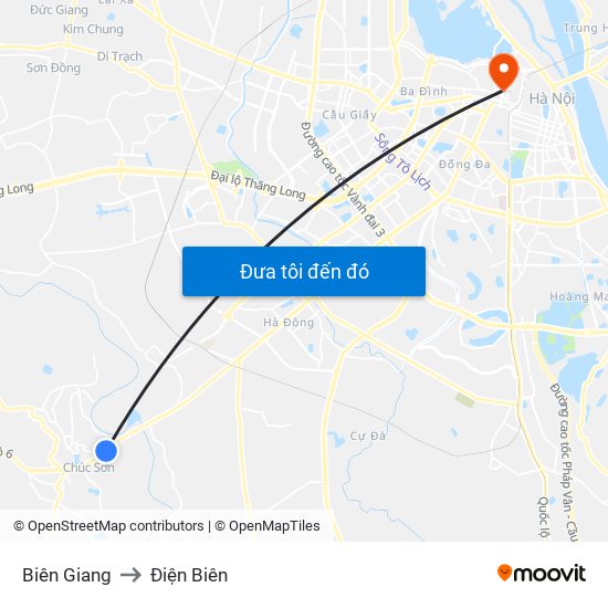 Biên Giang to Điện Biên map