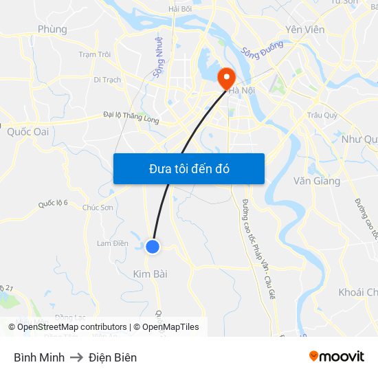 Bình Minh to Điện Biên map