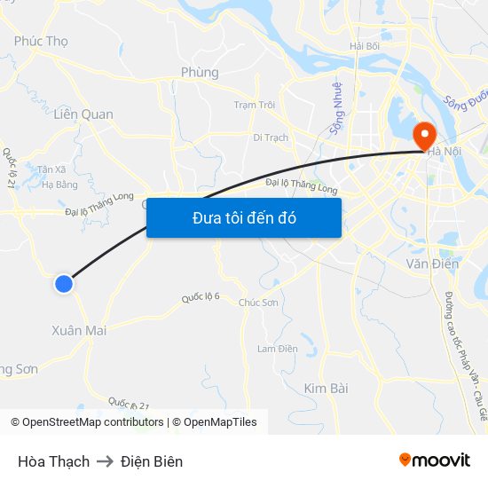 Hòa Thạch to Điện Biên map