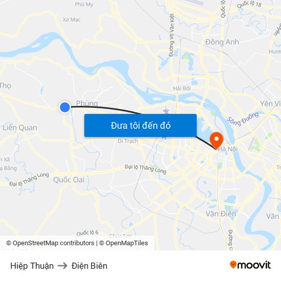 Hiệp Thuận to Điện Biên map