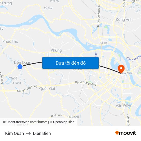 Kim Quan to Điện Biên map