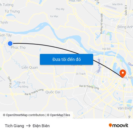 Tích Giang to Điện Biên map