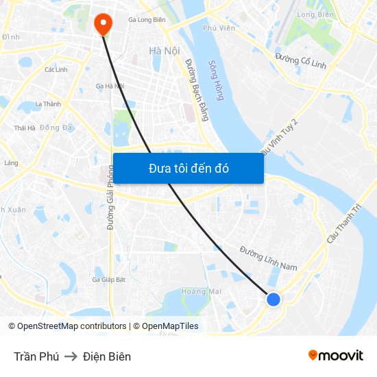 Trần Phú to Điện Biên map