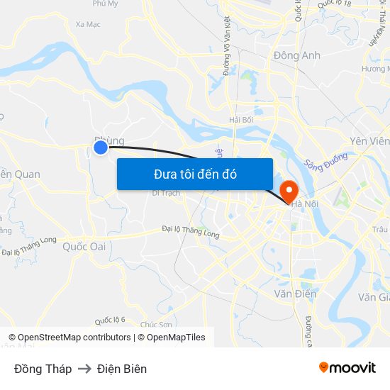 Đồng Tháp to Điện Biên map