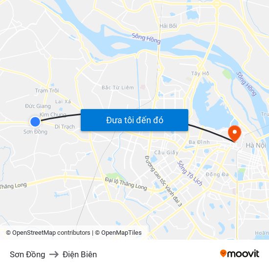Sơn Đồng to Điện Biên map