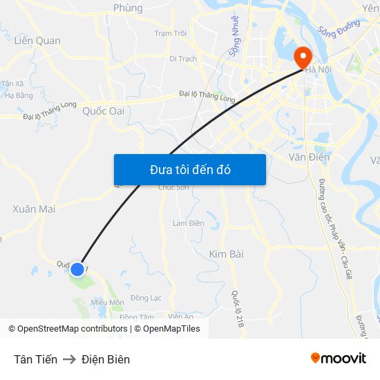 Tân Tiến to Điện Biên map