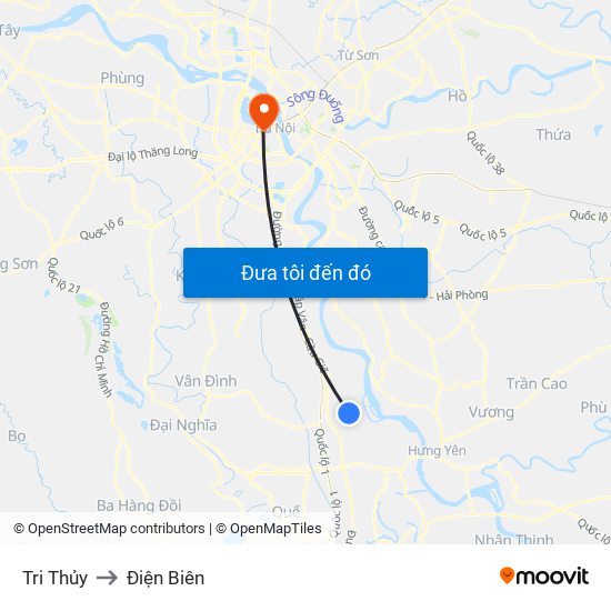 Tri Thủy to Điện Biên map