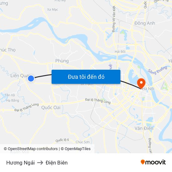 Hương Ngải to Điện Biên map