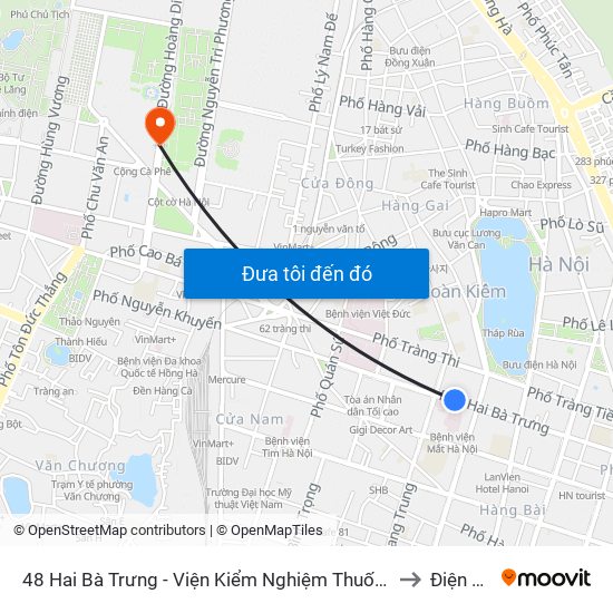 48 Hai Bà Trưng - Viện Kiểm Nghiệm Thuốc Trung Ương to Điện Biên map