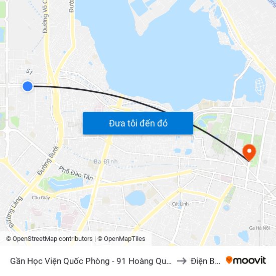 Gần Học Viện Quốc Phòng - 91 Hoàng Quốc Việt to Điện Biên map