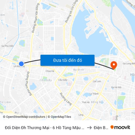 Đối Diện Đh Thương Mại - 6 Hồ Tùng Mậu (Cột Sau) to Điện Biên map
