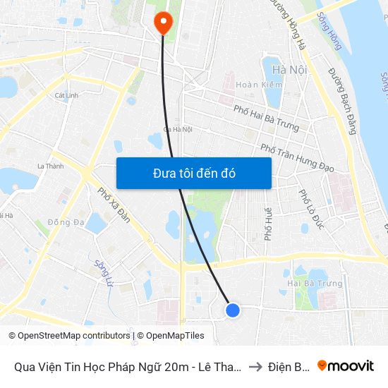 Qua Viện Tin Học Pháp Ngữ 20m - Lê Thanh Nghị to Điện Biên map