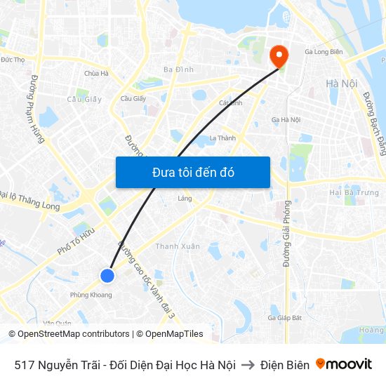 517 Nguyễn Trãi - Đối Diện Đại Học Hà Nội to Điện Biên map