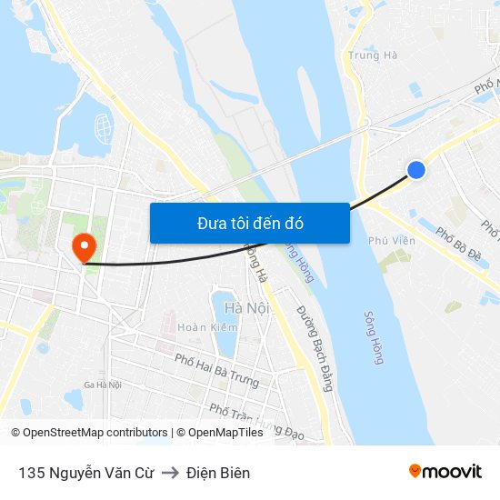 135 Nguyễn Văn Cừ to Điện Biên map