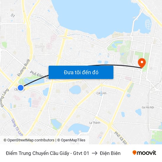 Điểm Trung Chuyển Cầu Giấy - Gtvt 01 to Điện Biên map