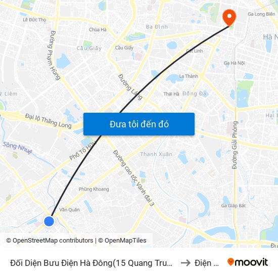 Đối Diện Bưu Điện Hà Đông(15 Quang Trung Hà Đông) to Điện Biên map