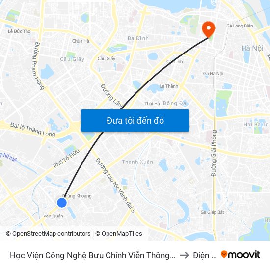 Học Viện Công Nghệ Bưu Chính Viễn Thông - Trần Phú (Hà Đông) to Điện Biên map