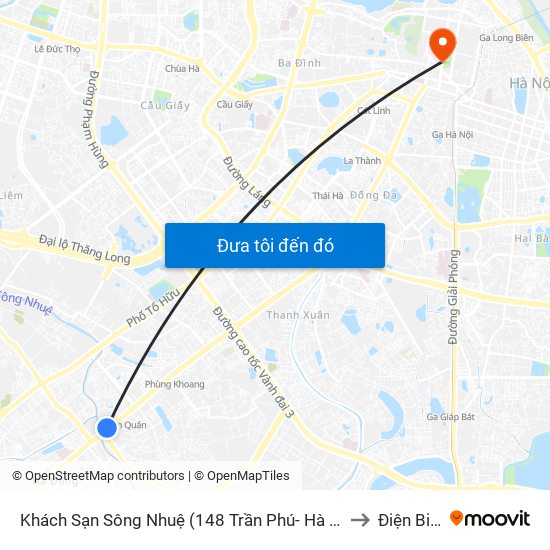 Khách Sạn Sông Nhuệ (148 Trần Phú- Hà Đông) to Điện Biên map
