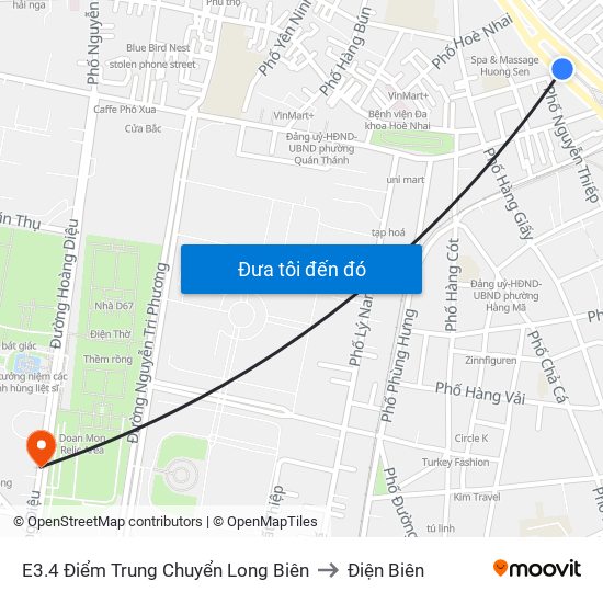 E3.4 Điểm Trung Chuyển Long Biên to Điện Biên map