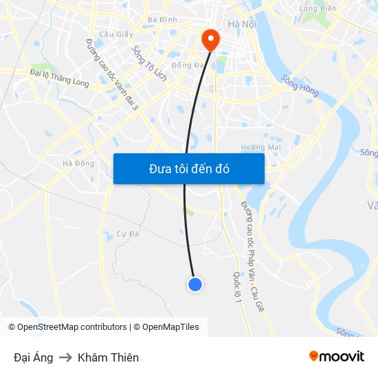 Đại Áng to Khâm Thiên map