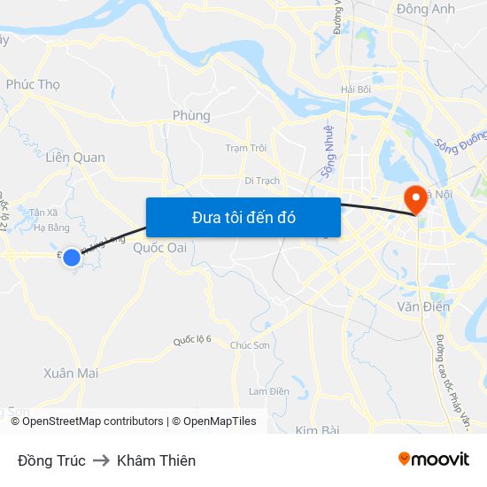 Đồng Trúc to Khâm Thiên map