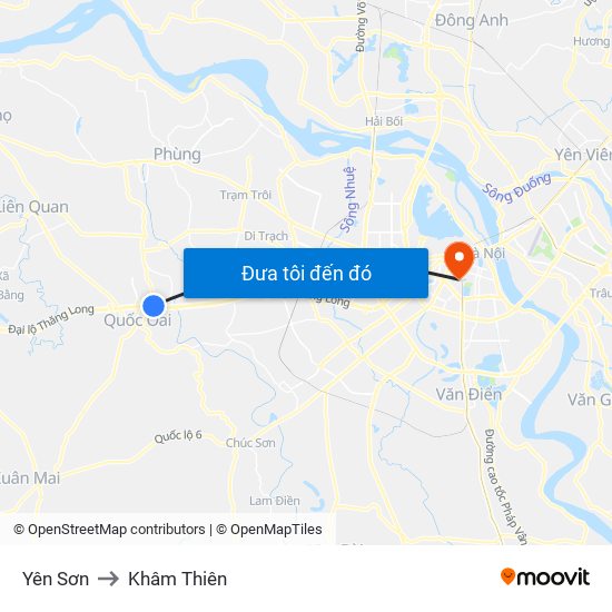 Yên Sơn to Khâm Thiên map