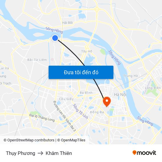 Thụy Phương to Khâm Thiên map