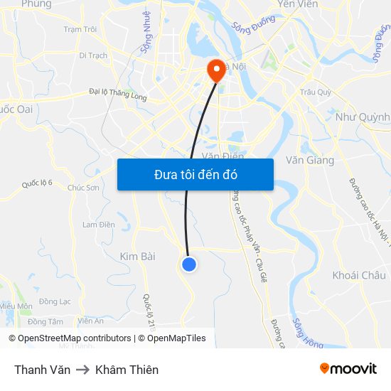 Thanh Văn to Khâm Thiên map