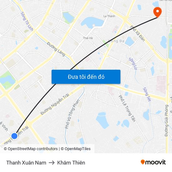 Thanh Xuân Nam to Khâm Thiên map