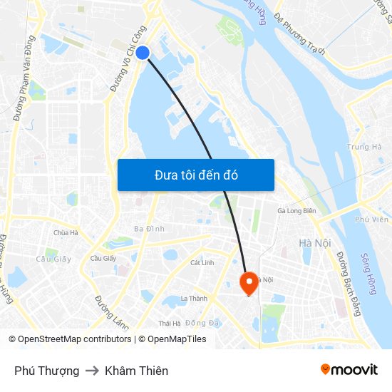 Phú Thượng to Khâm Thiên map