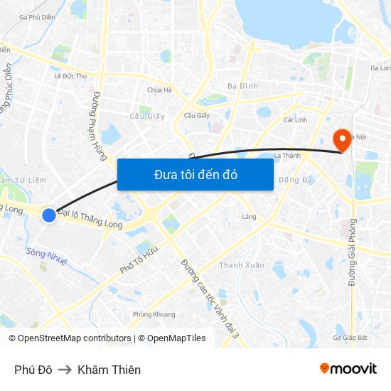 Phú Đô to Khâm Thiên map