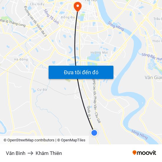 Văn Bình to Khâm Thiên map