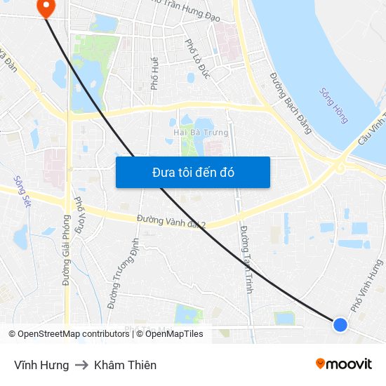 Vĩnh Hưng to Khâm Thiên map