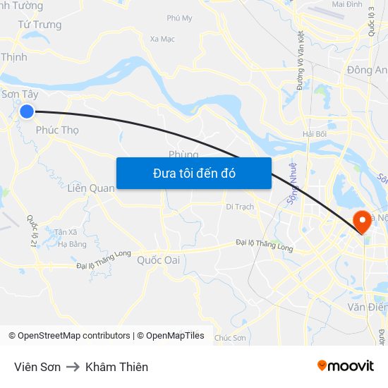 Viên Sơn to Khâm Thiên map